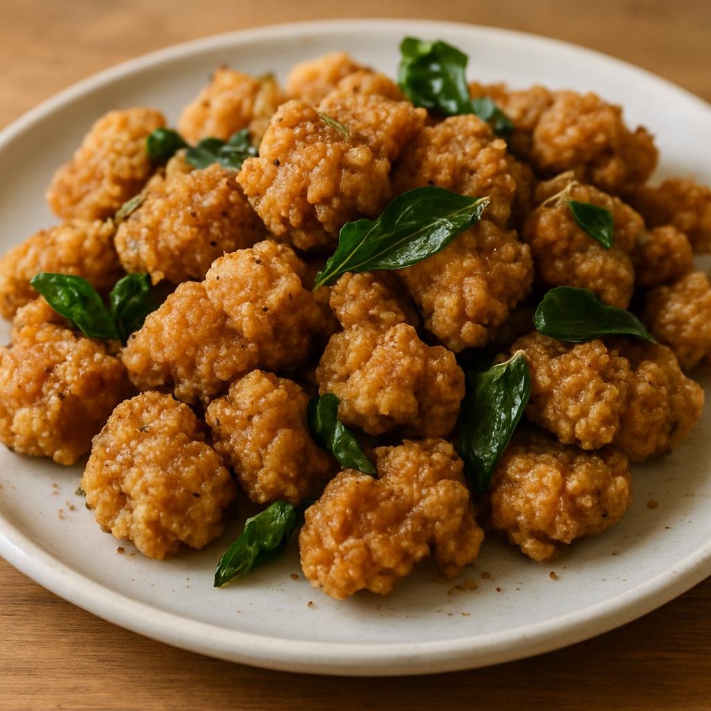 Entree: Taiwan – 鹽酥雞 ➤ Yán sū jī (Bite-sized marinated fried chicken pieces crisped with sweet potato starch and seasoned with salt, pepper, and basil) recipe