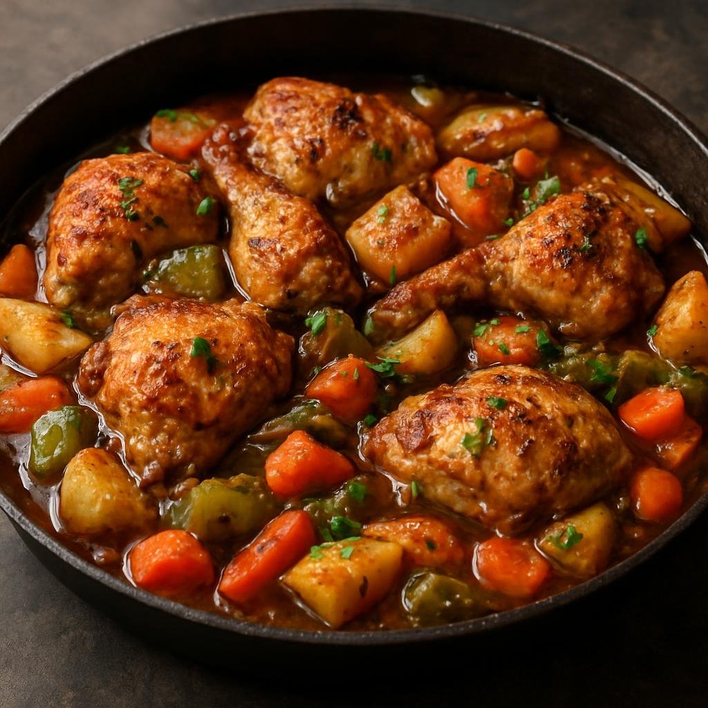 Entree: Argentina – Argentine Asado Belt – Pollo al Disco (Rustic Argentine chicken and vegetables braised in a shallow plow-disc or wide pan over coals or stovetop) recipe