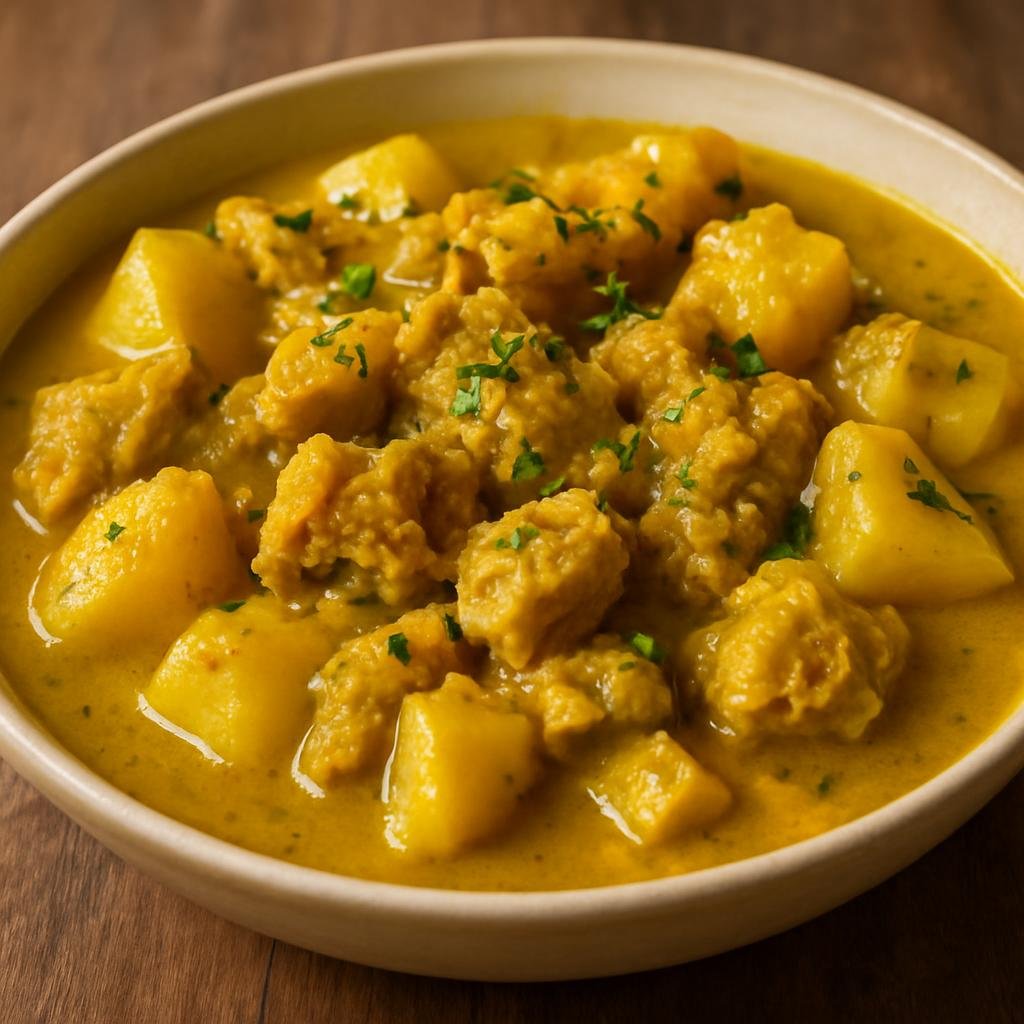 Entree: Peru – Afro-Peruvian – Cau Cau (Stewed beef tripe in a yellow chili and turmeric sauce with potatoes) recipe