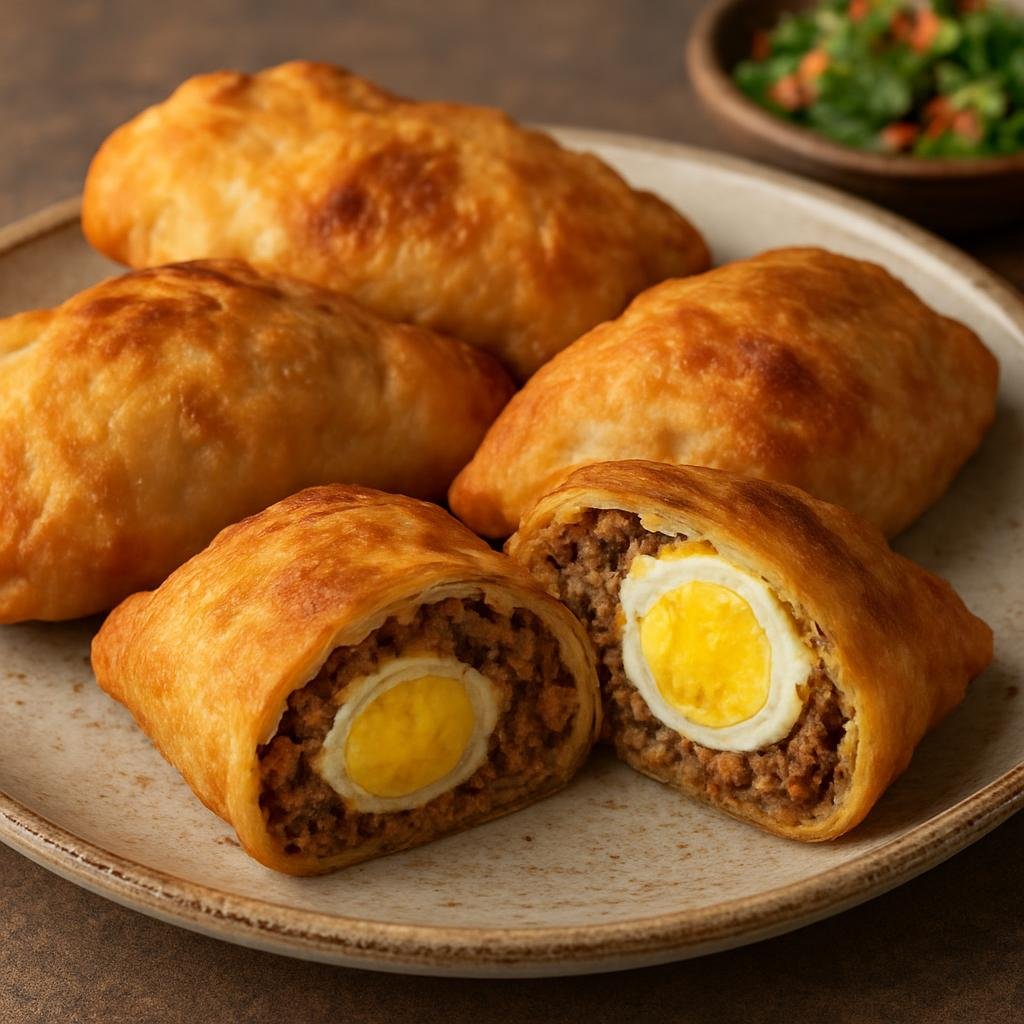 Entree: Algeria – Algiers & North Coast – بوراك ➤ Bourak (Crispy Algerian savory filled pastry typically stuffed with spiced meat and egg) recipe
