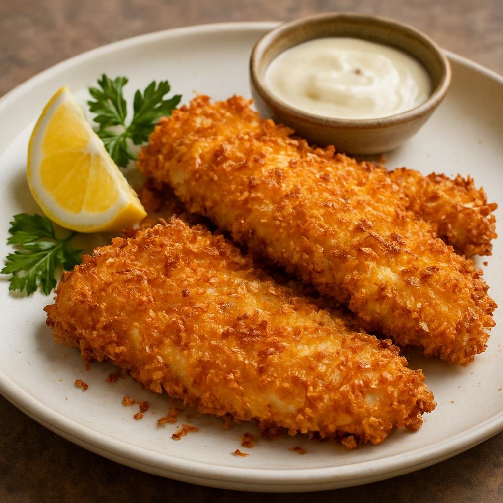 Entree: Pitcairn – National Cuisine – Coconut Crusted Fish (Fish fillets coated in coconut and breadcrumbs, crisped until golden) recipe