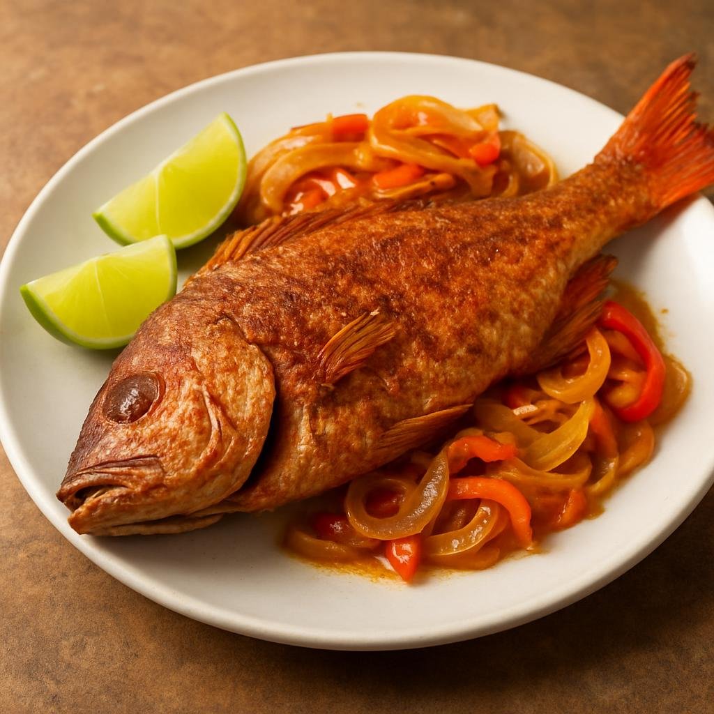 Entree: Puerto Rico – National Cuisine – Chillo Frito (Whole fried red snapper seasoned with Puerto Rican spices and citrus) recipe