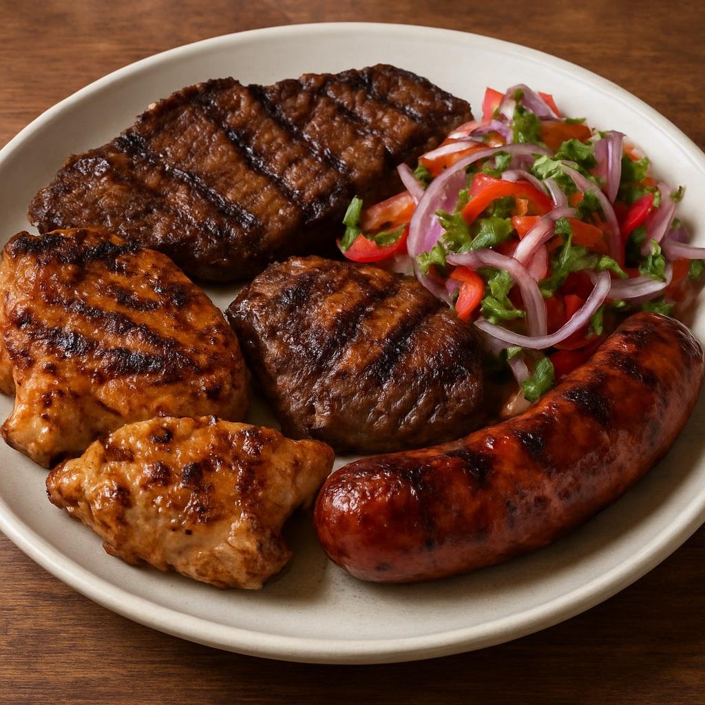 Entree: Venezuela – National Cuisine – Parrilla Criolla (Venezuelan mixed-grill of marinated meats served with a tangy onion-and-pepper salsa) recipe