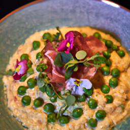Entrée: Italy – Risotto alla Crema di Prosciutto e Piselli (Creamy Ham and Pea Risotto) recipe
