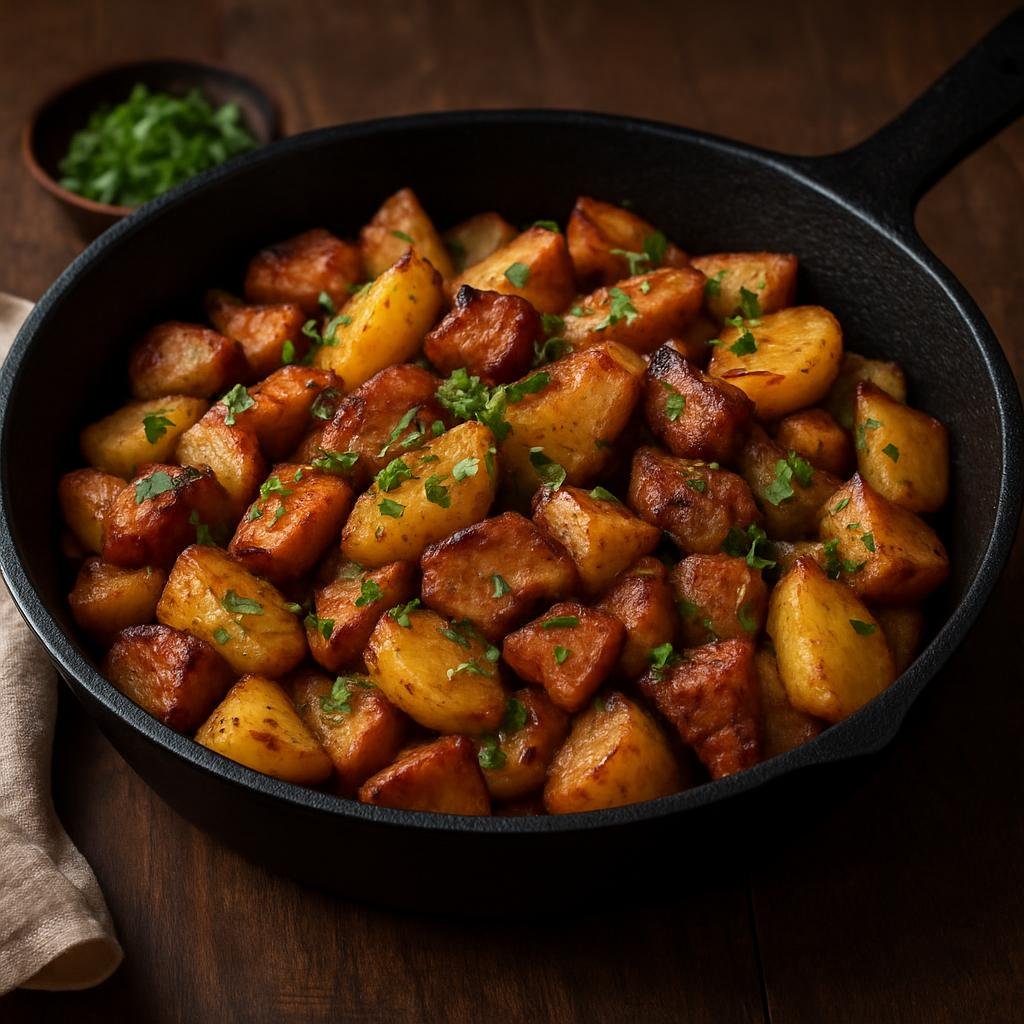 Entree: Belarus – Пячыста ➤ Pyachysta (Pan-roasted Belarusian pork and potato skillet) recipe