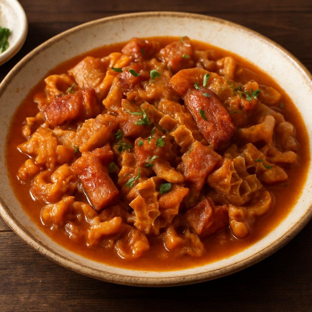 Entree: Croatia – Central Culinary Region – Špek Fileki (Braised beef tripe simmered with smoked bacon and aromatics) recipe