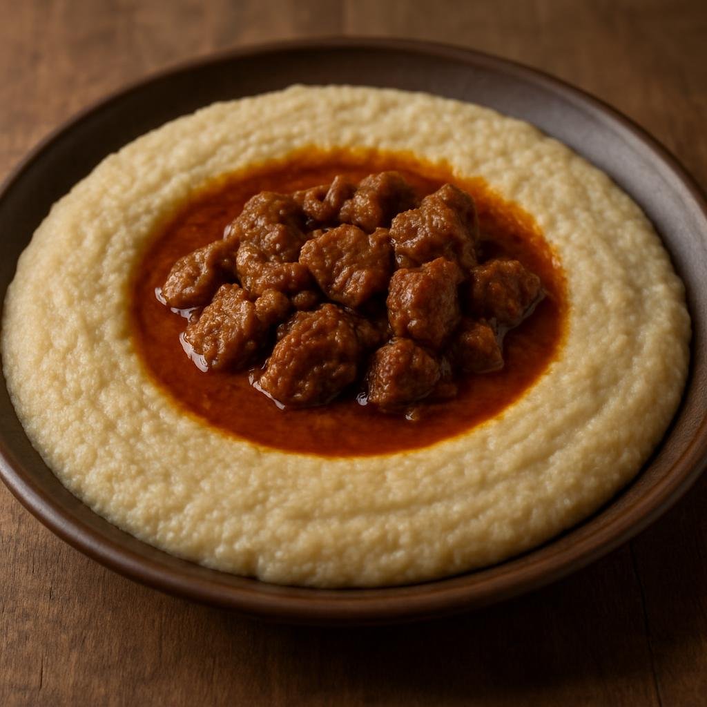 Entree: Eritrea – Central Culinary Region – ጋእት ➤ ga'et (Stiff savory porridge served with a spiced butter well and meat or vegetable stew) recipe