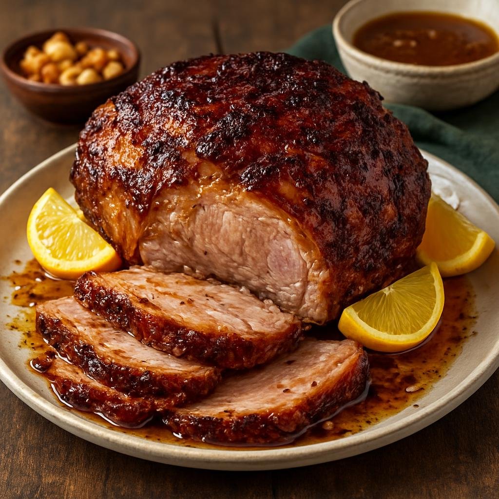 Entree: Norfolk Island – Island-Style Pork Roast (Slow-roasted pork shoulder seasoned with island-style citrus, garlic, and a sweet-salty glaze) recipe