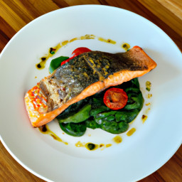 Pan-Seared Salmon with Spinach and Tomato Salad recipe