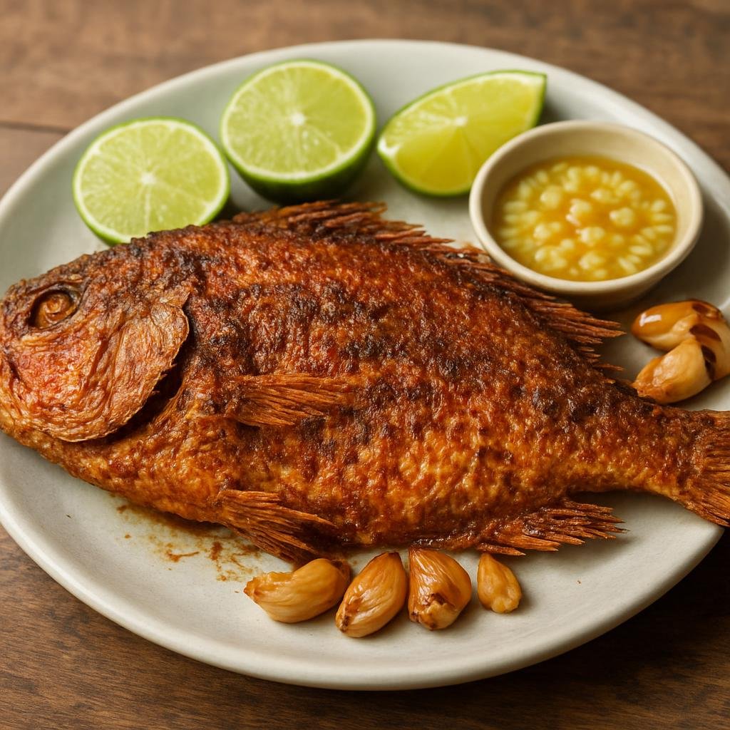 Entree: Panama – Pescado Frito (Crispy fried whole fish seasoned with garlic, lime, and coastal Panamanian spices) recipe