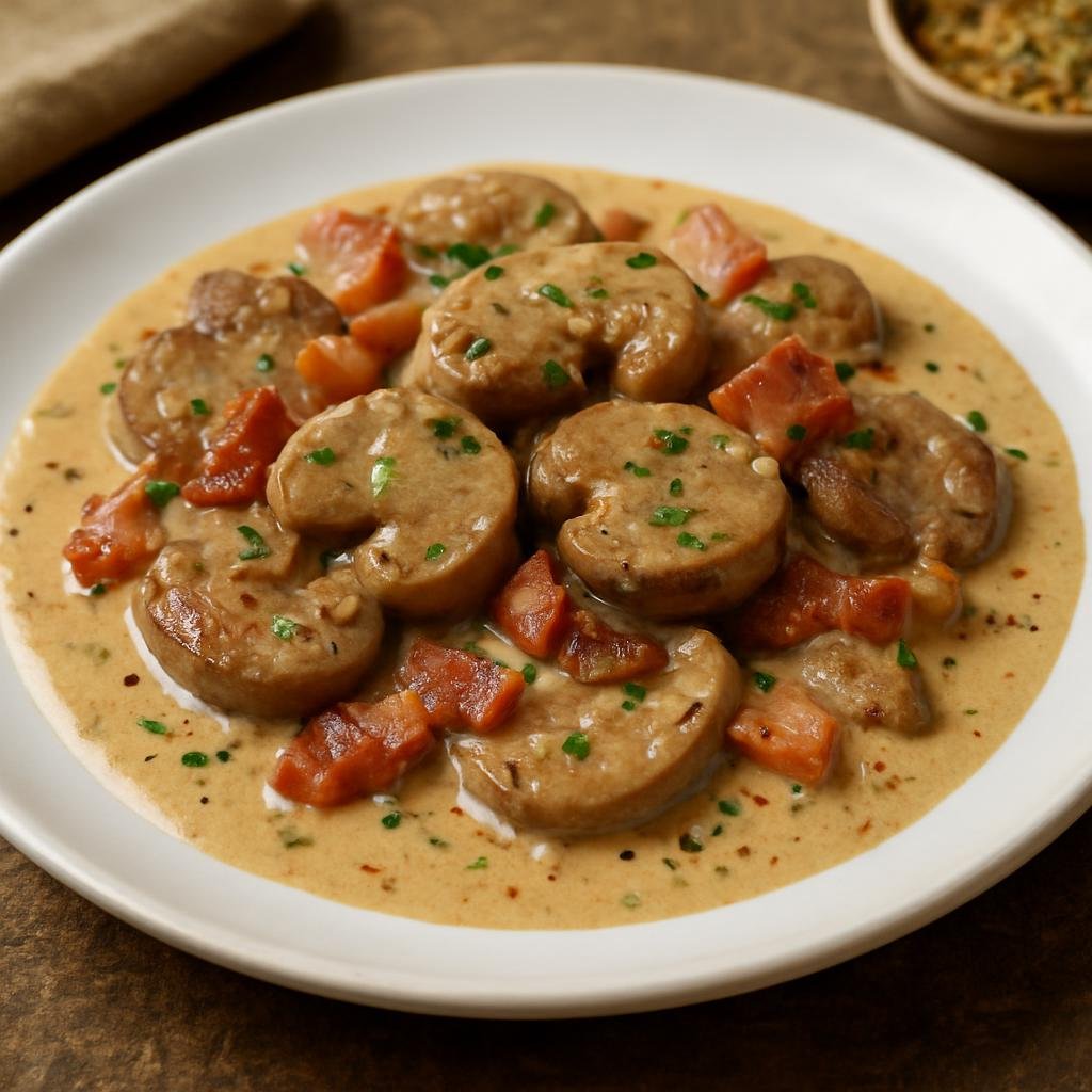 Entree: France – Alsace – Rognons de Veau à l'Alsacienne (Veal kidneys sautéed in an Alsatian cream and white wine sauce with bacon and mustard) recipe