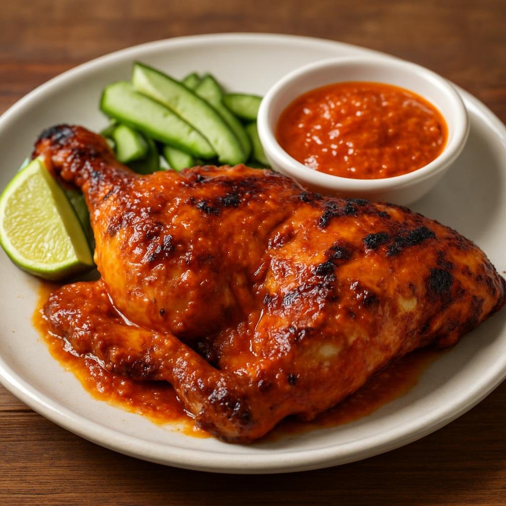 Entree: Malaysia – Kuala Lumpur – Ayam Percik (Grilled or roasted marinated chicken finished with a spicy-sweet coconut basting sauce) recipe