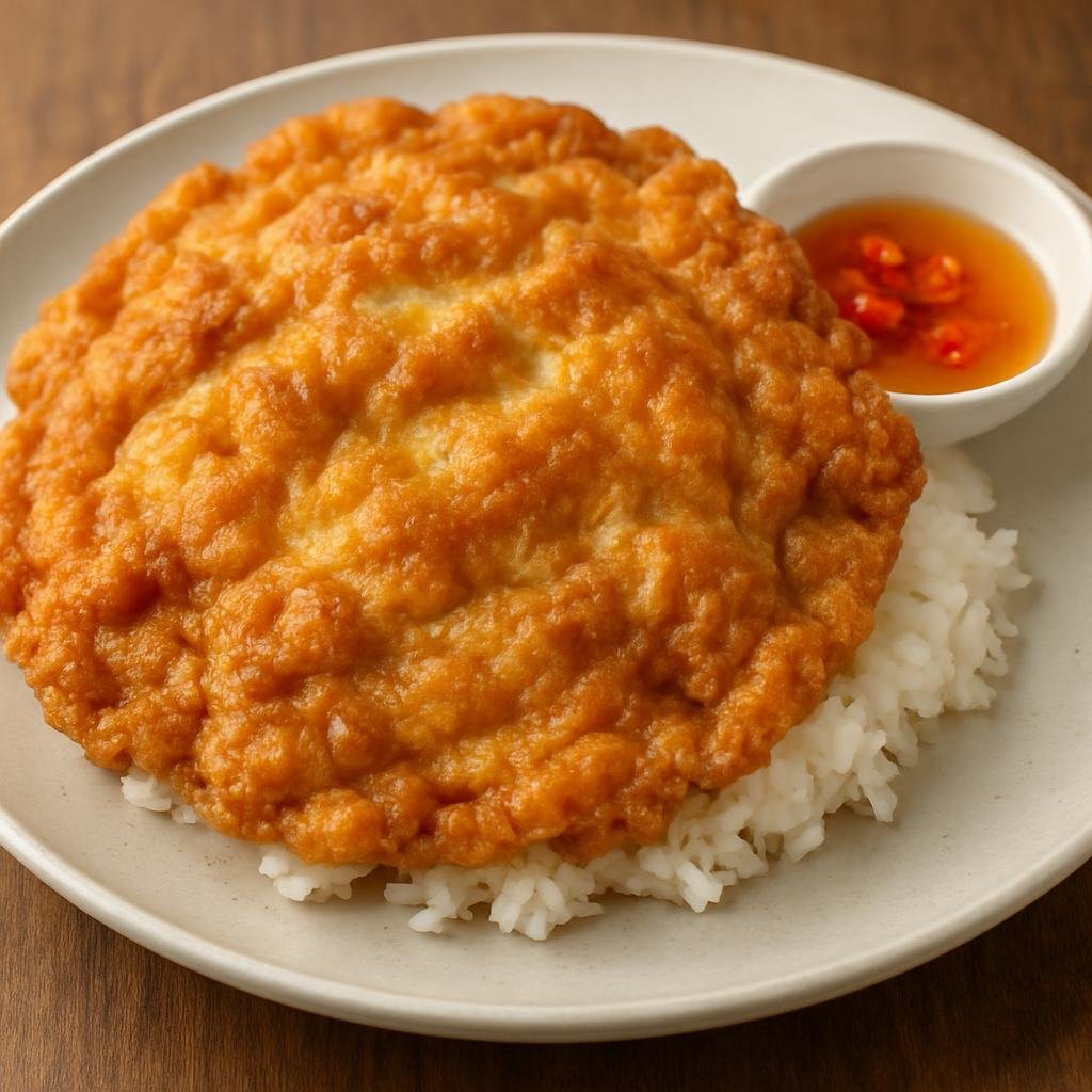 Entree: Thailand – Bangkok Street Food – ไข่เจียว ➤ khai jiew (Thai-style fluffy deep-fried omelette often served over rice and seasoned with fish sauce) recipe