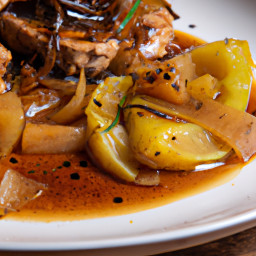 Entrée: United States – Braised Pork Chops with Cider and Onions recipe