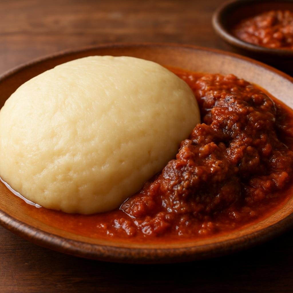 Entree: Cote d'Ivoire – Central Culinary Region – Placali (Smooth fermented cassava dough cooked into a starchy staple often served with stews and sauces) recipe