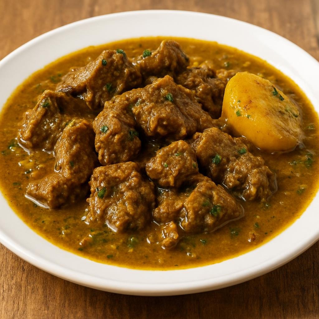 Entree: Dominica – Central Culinary Region – Curry Goat (Dominican-style curried goat stew simmered in a seasoned Caribbean curry sauce) recipe