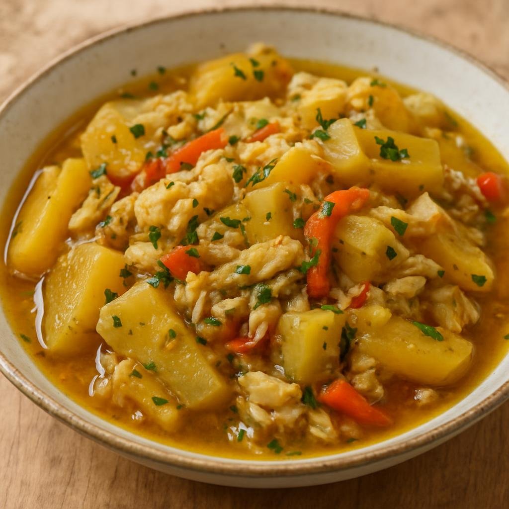 Entree: Aruba – Pica di Papaya (Savory stewed green papaya with salted cod and Caribbean aromatics) recipe