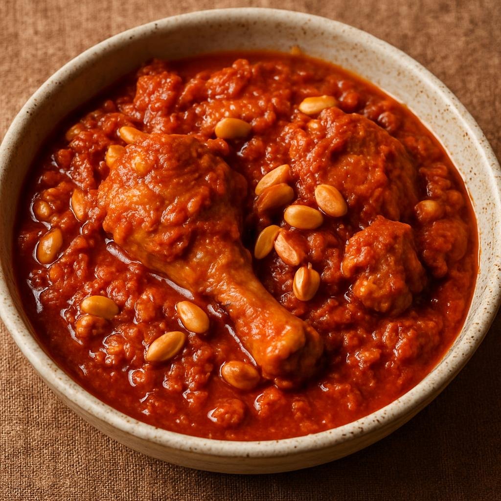 Entree: Benin – Koklo Meme (Beninese stewed chicken in a spicy tomato and peanut-flavored sauce) recipe