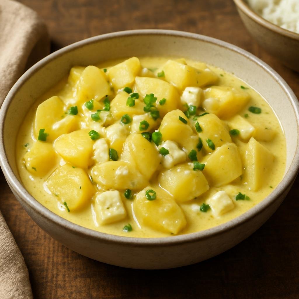 Entree: Bhutan – ཀེ་ཝ་དར་ཚིས ➤ Kewa Datshi (Bhutanese potato and cheese stew) recipe