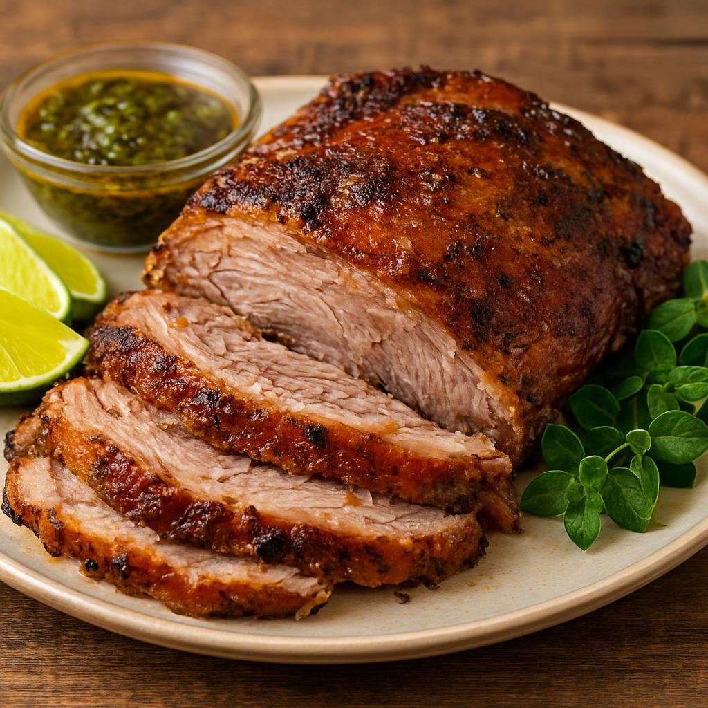 Entree: Cuba – Central Culinary Region – Pernil Asado (Slow-roasted marinated pork shoulder flavored with garlic, citrus mojo, and oregano) recipe