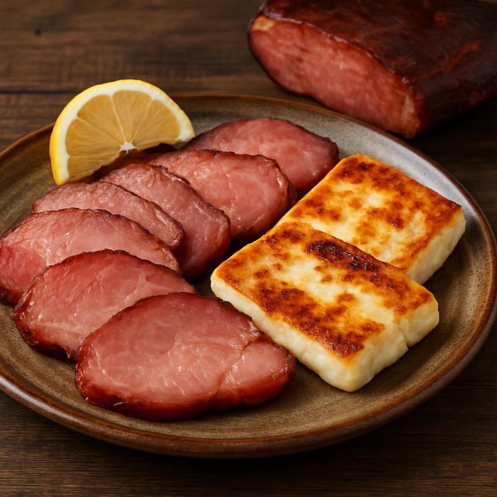 Entree: Cyprus – Central Culinary Region – Λούντζα ➤ Loúntza (Smoked cured pork loin from Cyprus, typically sliced and pan-fried or served with cheese) recipe
