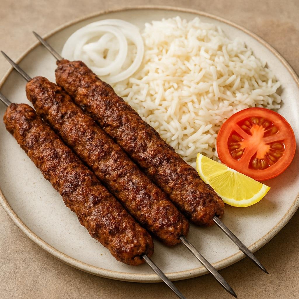 Entree: Kuwait – كباب كويتي ➤ Kabab Kuwaiti (Grilled spiced ground lamb and beef skewers typical of Kuwaiti home cooking) recipe