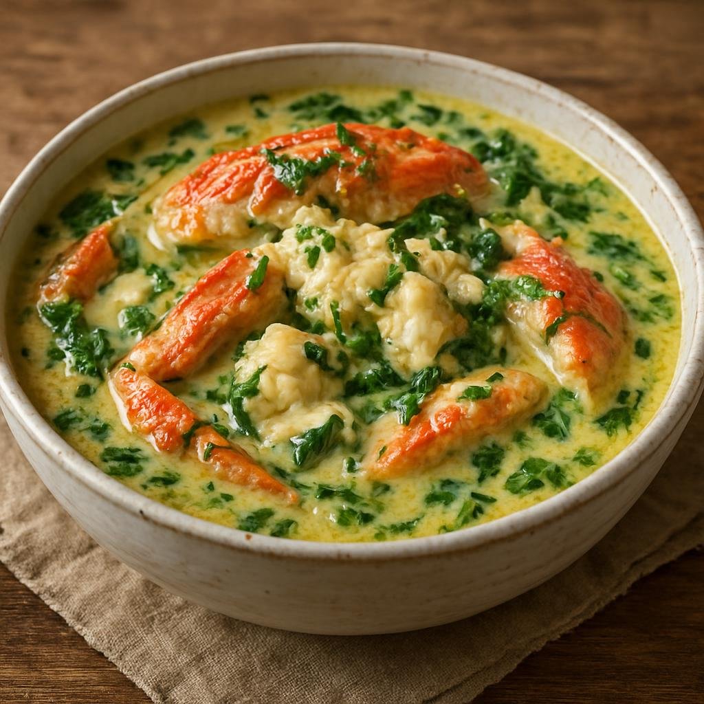 Entree: Niue – Niuean Coconut Crab (Traditional Niuean dish of crab meat simmered in rich coconut milk with island aromatics and greens) recipe