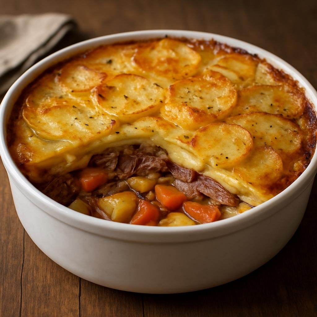 Entree: Antarctica – Central Culinary Region – Emperor Penguin Casserole (Hearty layered polar casserole of preserved meat, potatoes, and root vegetables inspired by historic Antarctic expedition fare) recipe