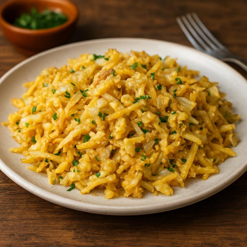 Entree: Cape Verde – Central Culinary Region – Bacalhau à Brás (Shredded salted cod sautéed with onions and crisp matchstick potatoes bound with scrambled eggs) recipe