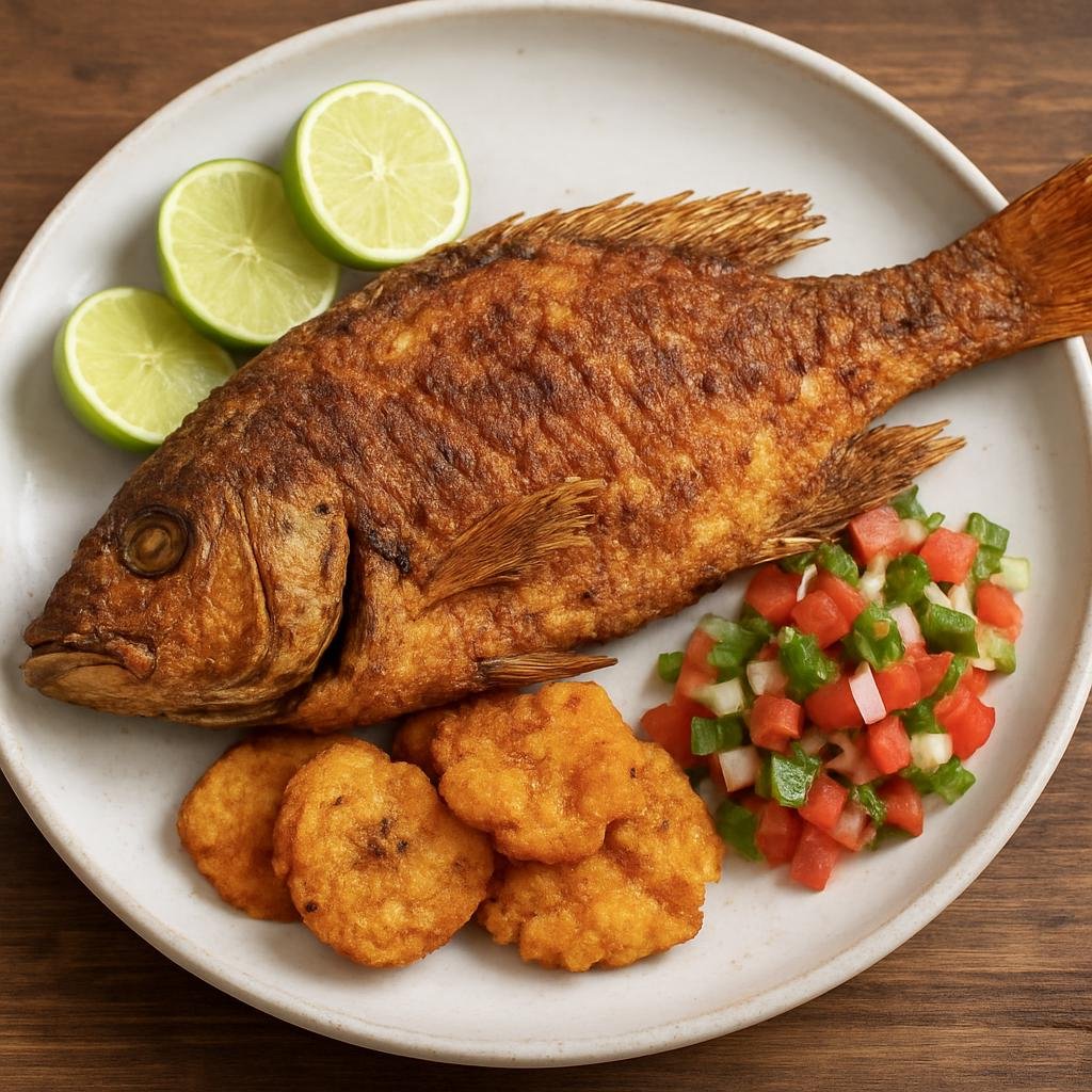 Entree: Honduras – National Cuisine – Pescado Frito (Whole fried fish seasoned with citrus, garlic, and spices, served crisp) recipe