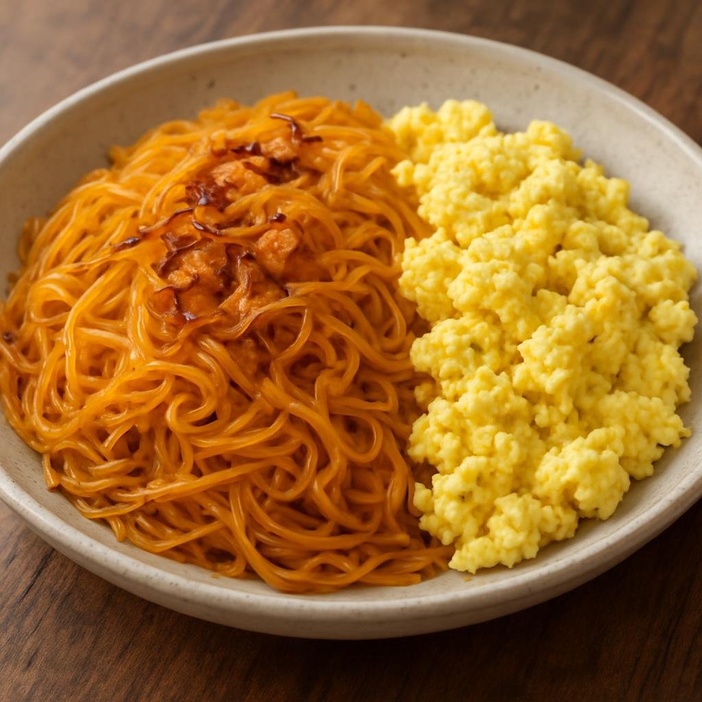 Entree: United Arab Emirates – National Cuisine – بلاليط ➤ Balaleet (Sweet saffron- and cardamom-scented vermicelli served with lightly spiced scrambled eggs) recipe