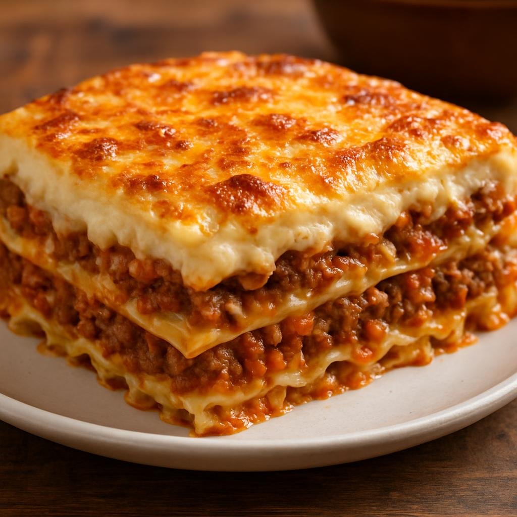 Entree: Venezuela – National Cuisine – Pasticho (Venezuelan baked lasagna layered with seasoned ground beef, tomato sauce, creamy béchamel, and melted cheese) recipe