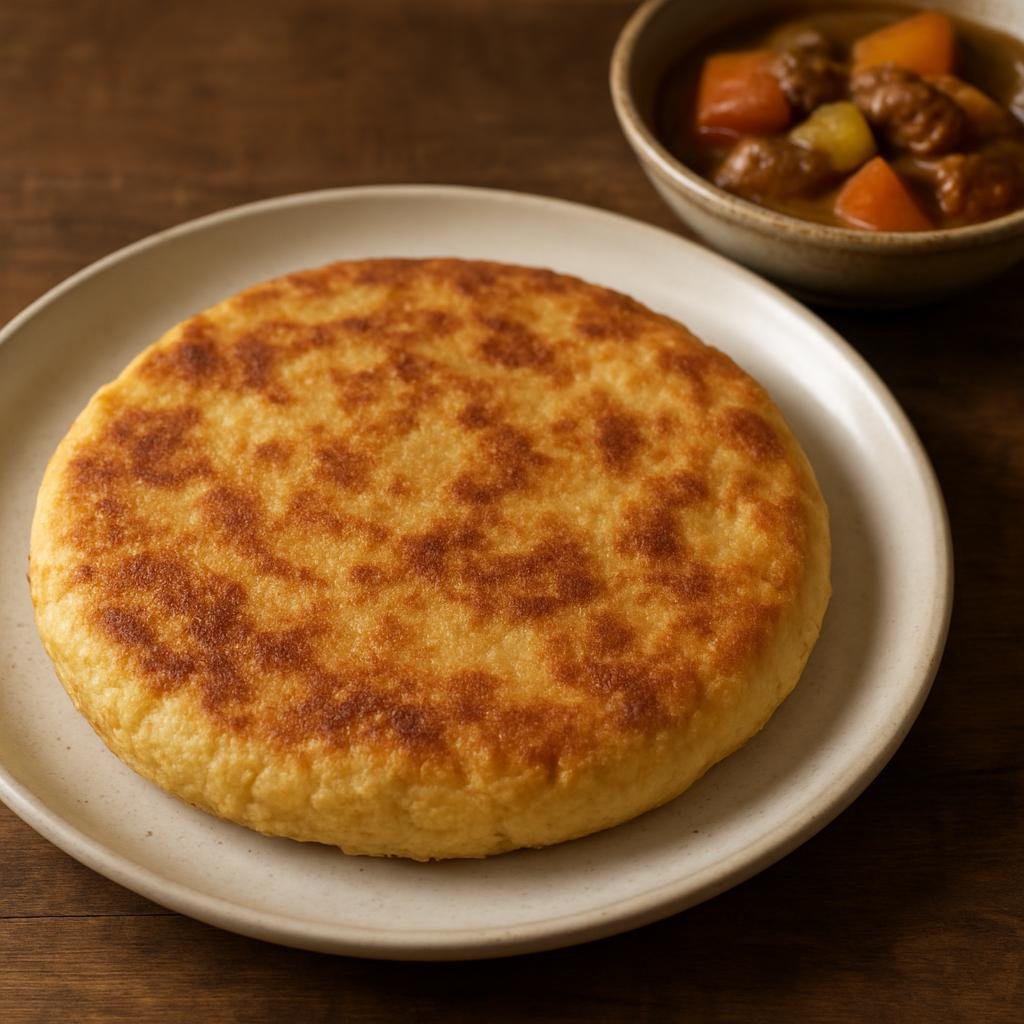 Entree: Aruba – Pan Bati (A dense, pan-fried cornmeal and flour flatbread commonly served in Aruba with savory stews or sweet toppings) recipe