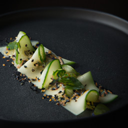 Side Dish: China – 拍黄瓜与白萝卜配黑醋芝麻脆 ▶ Pai Huang Gua Yu Bai Luo Bo Pei Hei Cu Zhi Ma Cui (Smacked Cucumber and Daikon with Black Vinegar-Sesame Crunch) recipe