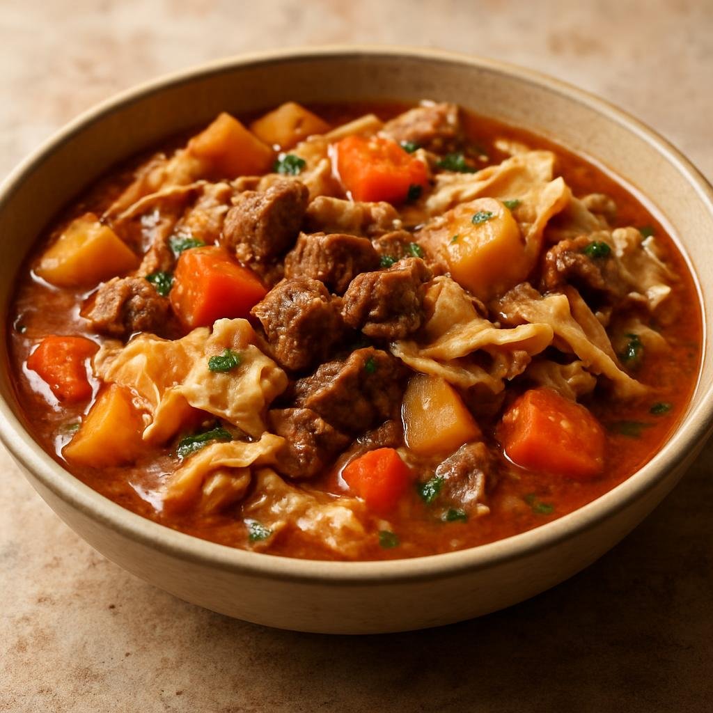 Entree: Qatar – مرقوق ➤ Marqūq (Hearty meat and vegetable stew with torn thin flatbread cooked in the broth) recipe