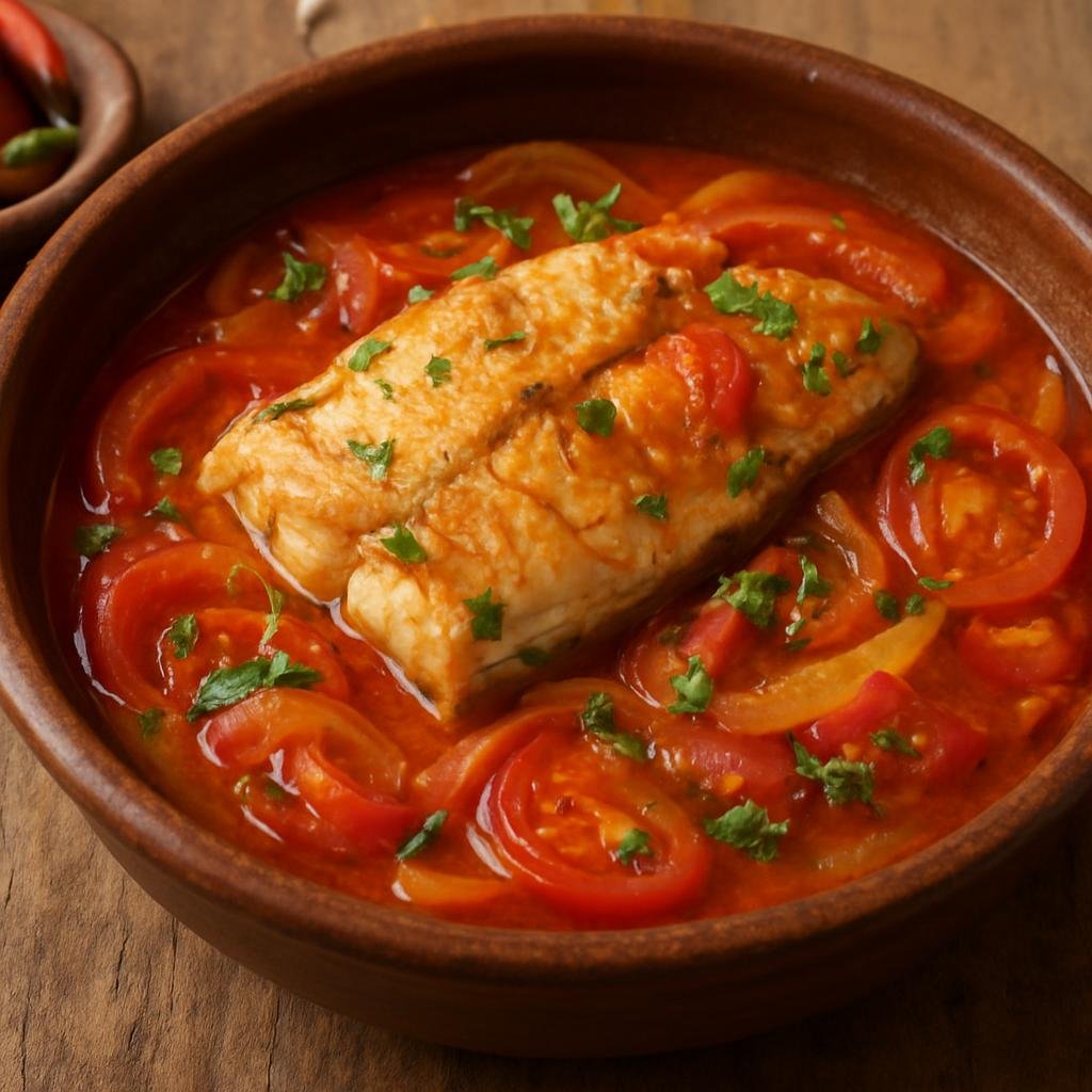 Entree: Colombia – Amazonian Colombia – Sudado de Pescado (A citrusy tomato-and-onion fish stew poached in a fragrant broth with local peppers and herbs) recipe