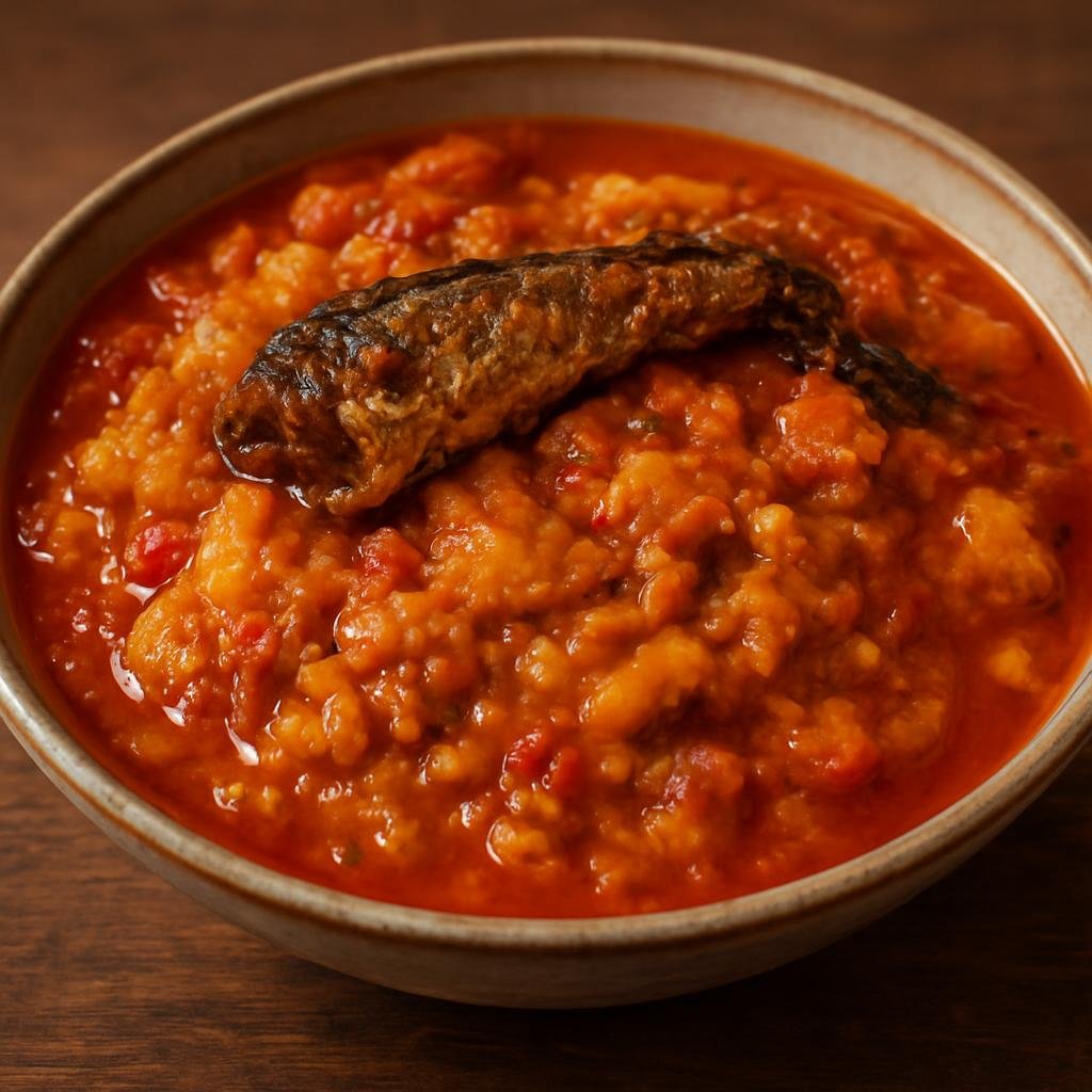 Entree: Ghana – Accra & Coastal Ghana – Yam Pottage (Hearty mashed yam stew with tomatoes, palm oil, and smoked fish) recipe