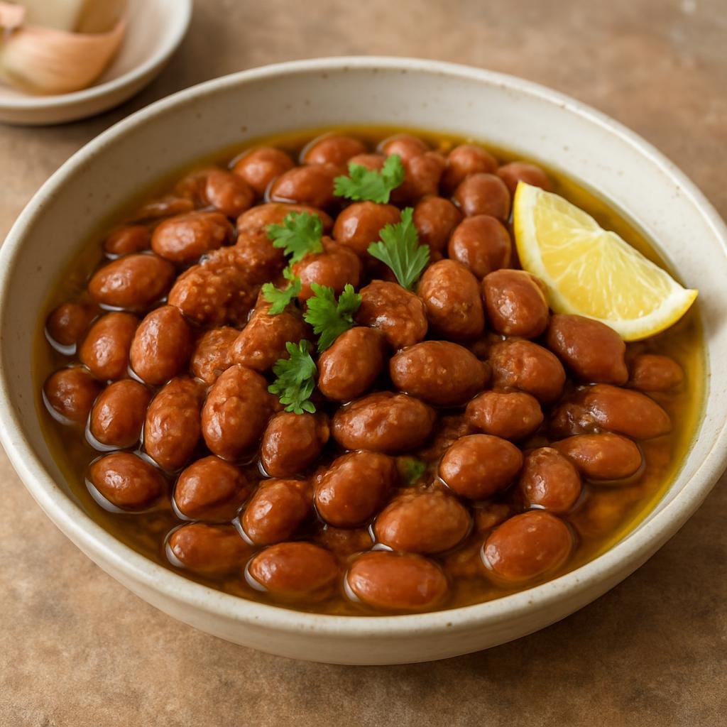 Entree: Djibouti – Central Culinary Region – فول مدمس ➤ Fūl Mudammas (Slow-simmered fava beans seasoned with olive oil, lemon, garlic, and spices) recipe