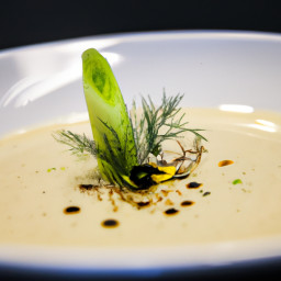Entrée: United States – Creamy Fennel, Leek, and Lemon Soup with Dill Oil recipe