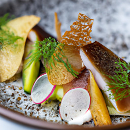 Appetizer: United States – Smoked Trout, Apple and Dill Rye Crisps recipe