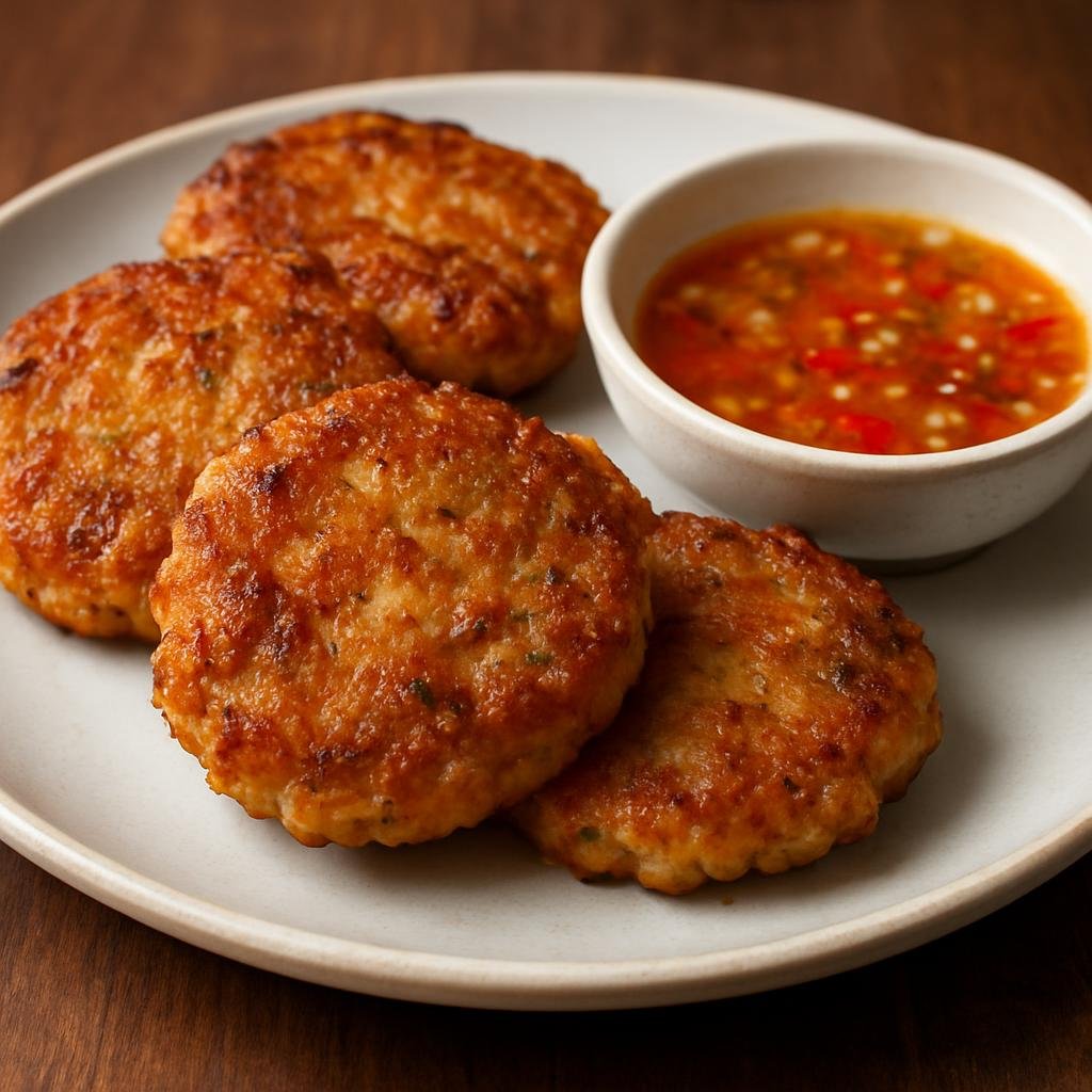 Entree: Northern Mariana Islands – Shrimp Patties (Pan-fried seasoned shrimp cakes served with a tangy island-style dipping sauce) recipe