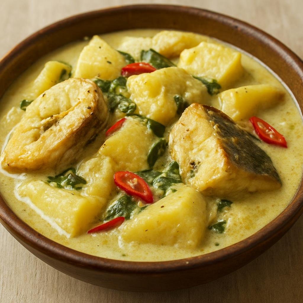 Entree: Palau – Breadfruit with Fish (Island-style breadfruit and fish stewed in coconut milk with aromatics) recipe