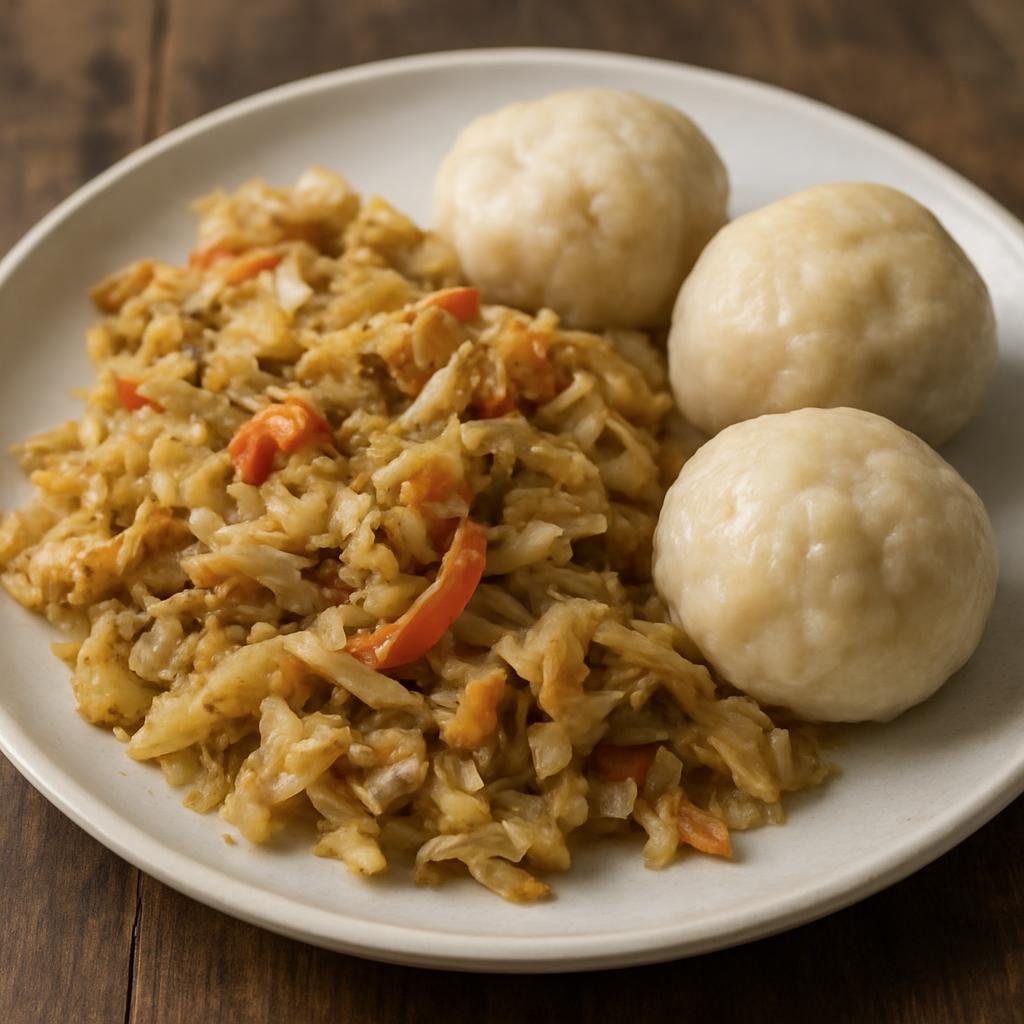 Entree: Saint Helena, Ascension and Tristan da Cunha – Saltfish and Dumplings (Rehydrated salted cod cooked with aromatics and served alongside boiled flour dumplings) recipe