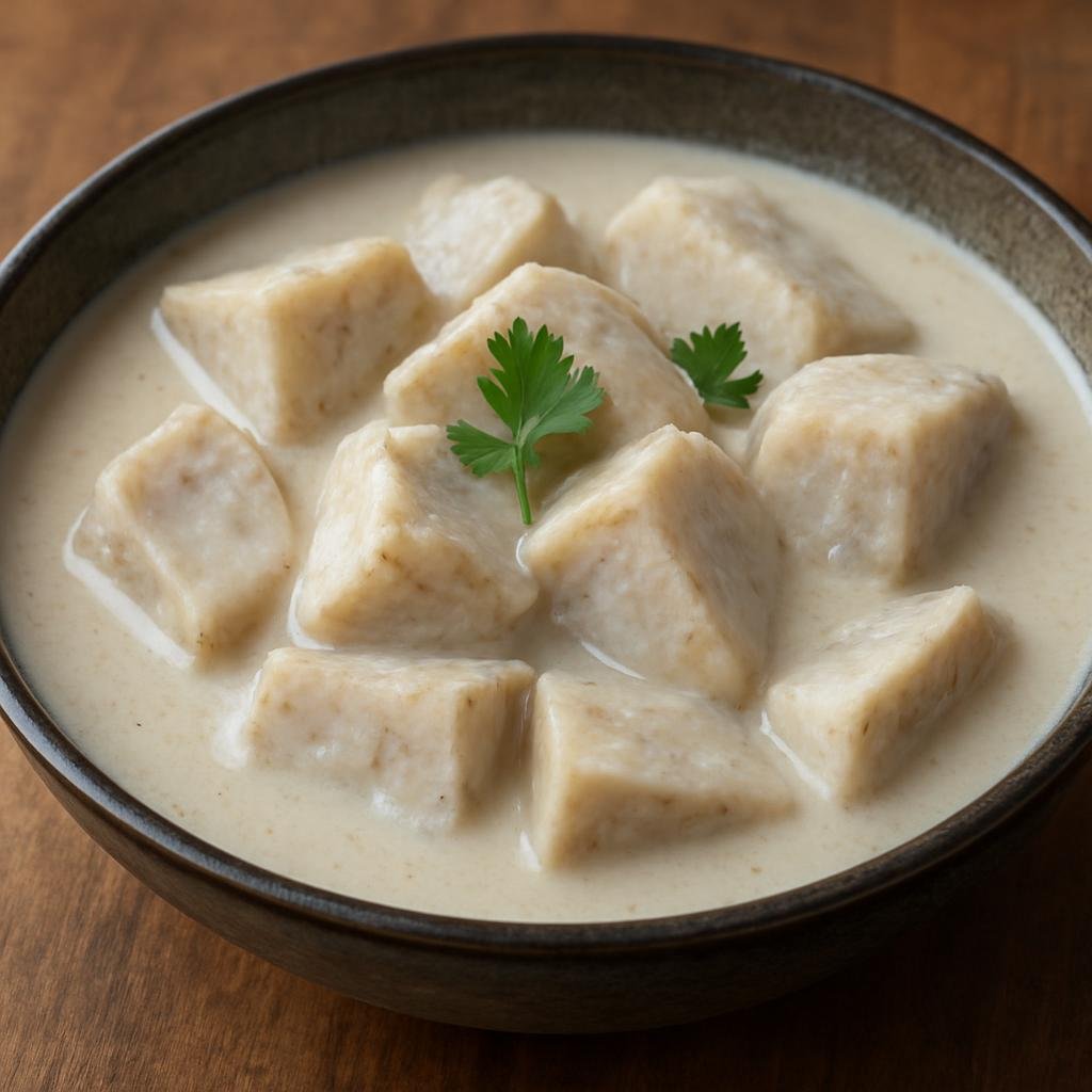 Entree: Tokelau – Taro and Coconut Cream (Boiled taro root simmered and served in rich coconut cream) recipe