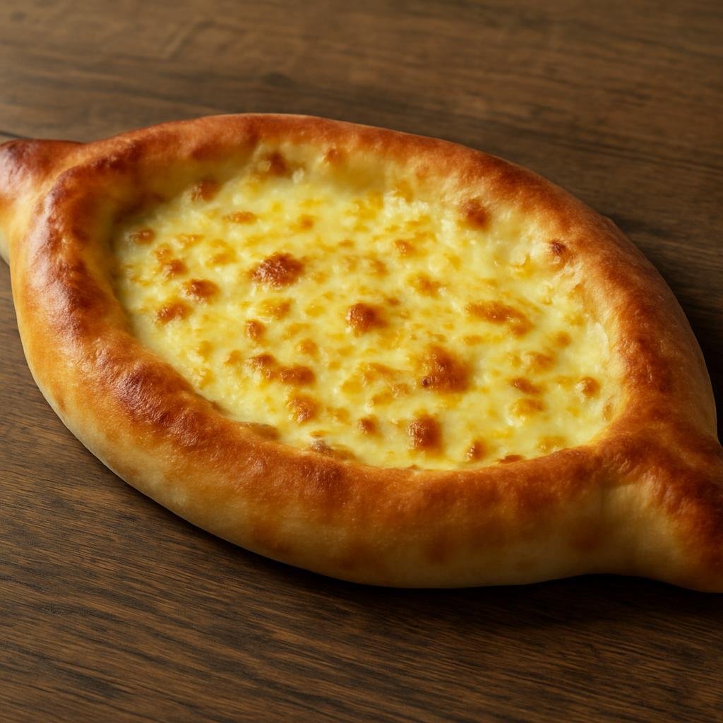 Entree: Georgia – Imereti – იმერეთული ხაჭაპური ➤ Imeretuli Khachapuri (Soft leavened bread from Imereti stuffed with melted regional cheeses) recipe