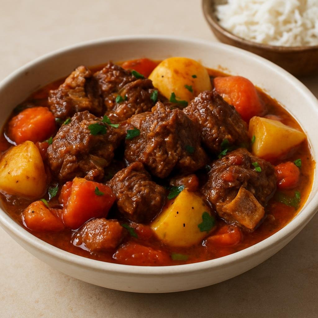 Entree: Bonaire, Sint Eustatius and Saba – National Cuisine – Kabritu Stoba (A slow-braised Caribbean goat stew with aromatics, tomatoes, and root vegetables) recipe