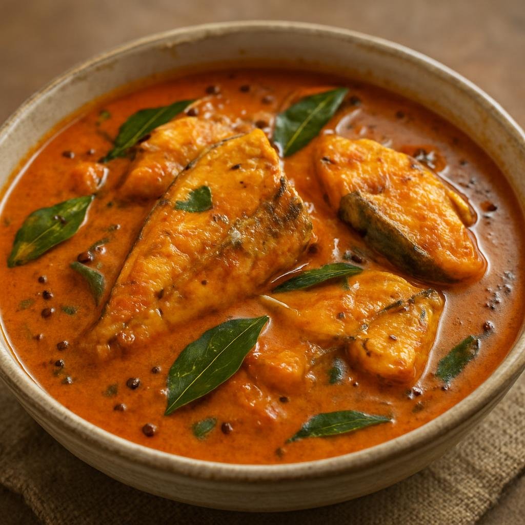 Entree: British Indian Ocean Territory – National Cuisine – Fish Curry (Spicy coconut-milk fish stew flavored with mustard seeds, curry leaves, and tamarind) recipe