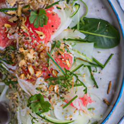 Zesty Pomelo-Cucumber Herb Salad with Toasted Coconut recipe