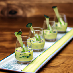 Appetizer: United States – Chilled Tomatillo-Cucumber Gazpacho Shooters recipe