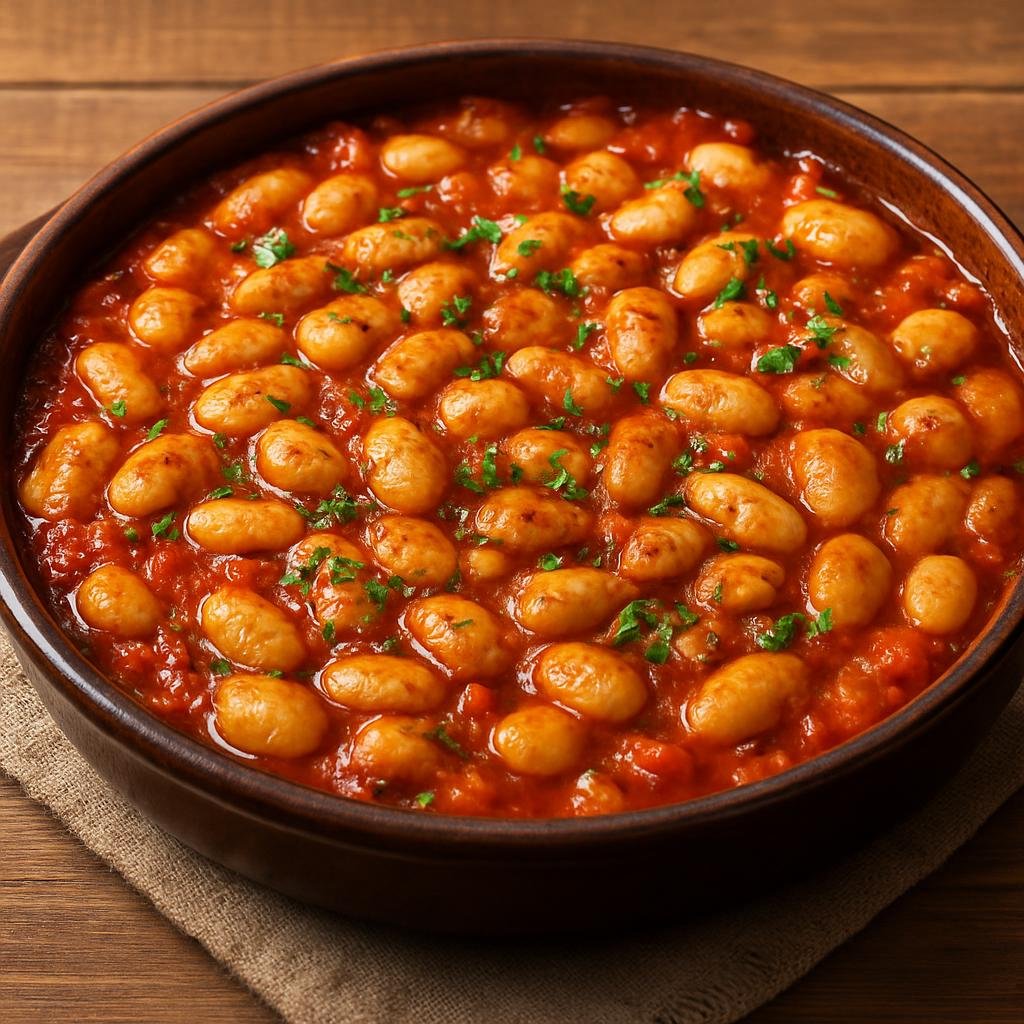 Entree: North Macedonia – Northern Culinary Region – Тавче гравче ➤ Tavche gravche (Baked Macedonian bean stew cooked and served in a shallow pan) recipe